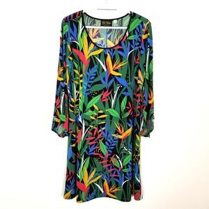 Bob Mackie Women Dress Sz L Multicolor Tropical Paradise Slinky Knit Art to Wear